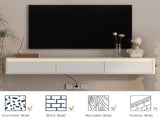 Floating TV Stand,Wall Mounted TV Shelf with Led Lights & Power Outlet,Fluted TV Cabinet for tv W1321P462640
