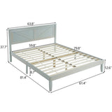 Queen Size Solid Wood Platform Bed Frame with Headboard Gray Wash 68164226