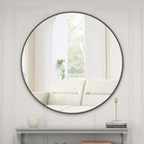 ZNTS Wall Mirror 39 Inch Black Circular Mirror Metal Framed Mirror Round Vanity Mirror Dressing Mirror, 45309848