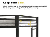 Adam Sturdy Twin Loft Bed Black Cinnamon Wood Desk and Closet Rod for Adult and Kids, Loft Bed B083P154274