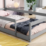 ZNTS Twin Size Wood bed with House-shaped Headboard Floor bed with Fences,Grey W504102757