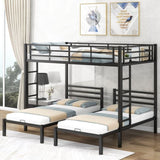 ZNTS Full over Twin&Twin Size Bunk Bed with Built-in Shelf, Black 81812527