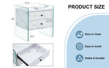 Double-drawer bedside table. The board surface is MDF with white grain sticker, and both sides are W1512P348784