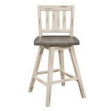 ZNTS Counter Height Chairs Set of 2, White Gray 360-degree Swivel Chair Solid Rubberwood Kitchen Dining B011P194911