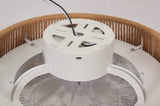 Modern Rustic Ceiling Fan Light with LED RGB Mood Lighting, Rope Woven Design, Quiet Fan, Semi Flush W1340P246413