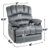 ZNTS Large Manual Recliner Chair in Fabric for Living Room, Grey W1803P191938