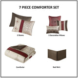 Queen 7 Piece Jacquard Comforter Set with Throw Pillows B03597220