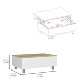 Gambia Lift Top Coffee Table, Four Legs -White / Light Oak B20091866