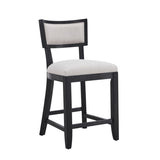 26.5" Counter Stools Set of 2, Upholstered Counter Height Bar Stools with Comfy Back, Solid Rubber 72643.00BGECHOC