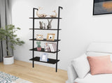 5-layer wall-mounted household steel-wood shelf, density board, iron frame, 61*30.5*182.88cm, black 64446382