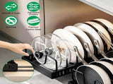 Adjustable Carbon Steel Sliding Cookware Storage Rack, Anti-Rust Pull Out Pan Lid Holder for Cutting 99423598