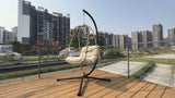 Swing Egg Chair with Stand Indoor Outdoor Wicker Rattan Patio Basket Hanging Chair with C Type W2707P296436