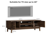 43.31 inch TV Stand, Mid-Century Modern TV Stand for 32/45 inch TV, Entertainment Center with W1706P574107