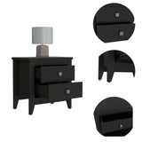 Amara Nightstand , End Table, Side Table Two Shelves, Four Legs -Black B07091819