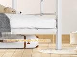 White Twin Bunk Bed Square Tube High Guardrail Side Ladder Opening Iron Bed 58697085