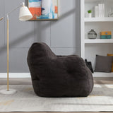 010-Soft Teddy Fabric Tufted Foam Bean Bag Chair With Teddy Fabric Dark Gray W52753862