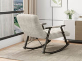 Casual folding rocking chair upholstered, lounge rocking chair adjustable high back and foot 80997707