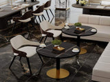 31.5" Round Modern Tulip Dining Table, Sintered Stone Tabletop with Luxury Faux Marble Print, W3316P457300