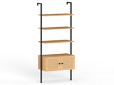 5-Tier Ladder Bookcase with Rattan Cabinet and Metal Frame Natural, 23.5" x 12.5" x 72.5" 08655127