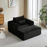 62.5-Inch Corduroy Sponge Sofa Lounge Chair with Removable footrest,No Assembly Required,Fluffy W834P206048