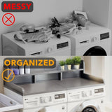 Washer Dryer Countertop, Laundry Wood Shelf Topper with Edge, 54" Width x 27.5" Depth Double Layer W2641P309074