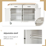 Kitchen Island Cart with Solid Wood Top and Locking Wheels,54.3 Inch Width,4 Door Cabinet and Two WF286911AAW