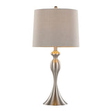 Ashland 27" Contemporary Metal Table Lamp in Brushed Nickel with Light Grey Textured Linen Shade B202P224087