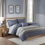 ZNTS Twin XL Striped Comforter Set with Bed Sheets B03595907