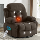 Swinging recliner massage heated sofa, with USB and 2 cup holders in side pockets, W1807P298214