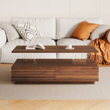 Modern Walnut Rectangular LED Lights Coffee Table with 2 drawers in 47.2" N735P250962D