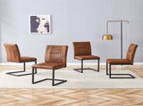 4 Ergonomic Brown Technology Fabric Dining Chairs, Perfectly Blending Comfort And Simplicity. A Box W1512P414471