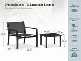 3-Piece Outdoor Bistro Set, Breathable Textilene Chairs & Glass Coffee Table for Patio 03208194