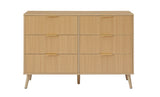 Bedroom Dresser, 6 Double Dressers with Wavy Drawers, Wooden Chest of Drawers for Children's Room, W1162P190403