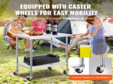 24x36x38 Inch Stainless Steel Prep Table, Equipped with 4 Casters and 3 Height Settings, Durable for 28004674