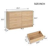Modern Natural 6-Drawer Dresser for Bedroom - Ample Storage Wide Chest of Drawers, Sturdy & Safe W1785P178138
