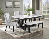 1pc Transitional Modern Formal Dining Table White Faux Marble Rectangular Table Top Trestle Base B011P196932