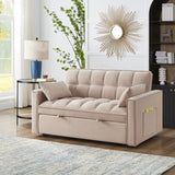 4 in1 Loveseat Sofa Bed Armrests & Storage Pockets, Multi-Function Tufted Pull-out Sofa Bed W2186P166128