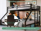 Heavy Duty Twin Over Queen Bunk Bed, Sturdy Metal Bunk Bed Frame with Flat Ladder & Full-Length W5635P531646