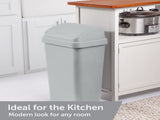 (2 pack) Kitchen Trash Can, 13 Gallon Plastic Garbage Bin with Swing Top Lid, Light Gray 60737830