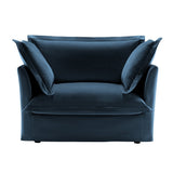 Slip-covered Armchair with 1 Big Back Cushion and 2 Big Toss Pillows, Single Deep Seat Comfy Single W3041P240124