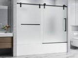 56"-60" W x 60" H Matte Black Frameless Single Sliding Shower Door, Bathtub Door, 5/16" T5595P616437
