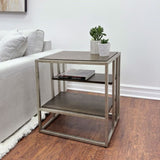 Padena Metal Frame Wood Living Room End Table with Shelf T2574P164788
