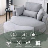Welike Swivel Accent Barrel Modern Grey Sofa Lounge Club Big Round Chair with Storage W83469811