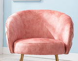 ZNTS Gorgeous Living Room Accent Chair 1pc Button-Tufted Back Covering Rose Color Velvet Upholstered B01167364