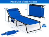 Oversized Patio Chaise Lounge, 27" Wide 4-Position Adjustable Backrest Folding Tanning Chair-Navy 09940851