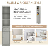 ZNTS Tall Bathroom Cabinet, Freestanding Storage Cabinet with Drawer, MDF Board, Adjustable Shelf, Grey 54569192