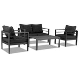 Aluminum Patio Furniture Set, 4 Pieces Modern Outdoor Conversation Set Sectional Sofa with Cushion 75618099