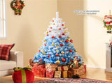 5ft Blue&White Xmas Tree - Flocked Snow-Melt Design, Sturdy Metal Stand, 456 Tips, Fireproof & 17188165