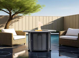 30" Propane Gas Fire Pit Table, 50000 BTU Round Steel Fire Pit with Wood Grain Ceramic Tabletop for 02473434