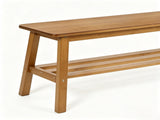 Light Brown Pine Wood Dining Bench with Storage Shelf, 100*30*45.5cm 85132120